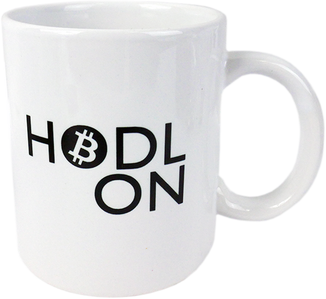 Ceramic mug with Bitcoin HODL ON  logo