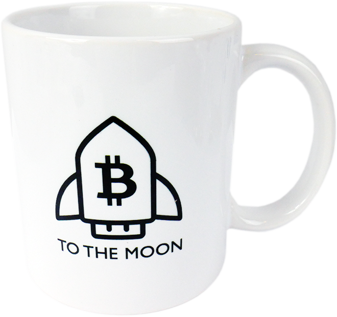Ceramic mug with Bitcoin TO THE MOON logo